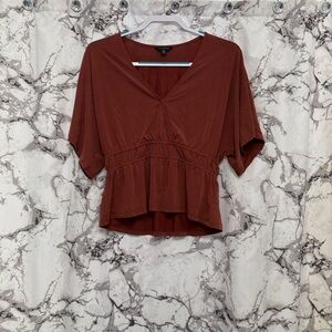 Lucky Brand Terracotta V-Neck Blouse
